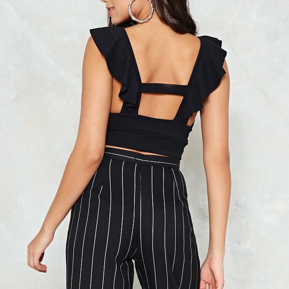 Deep V Ruffle Crop Top